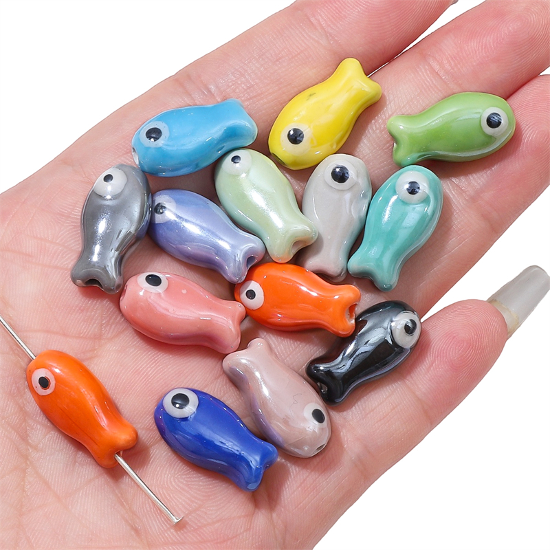 Vintage Collector - 10Pcs Vintage Fish Ceramic Beads Colorful