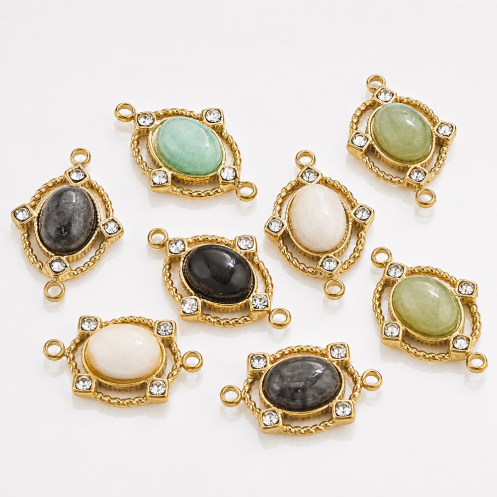 Vintage Necklace - 1Piece Vintage Enamel Natural Stone Stainless