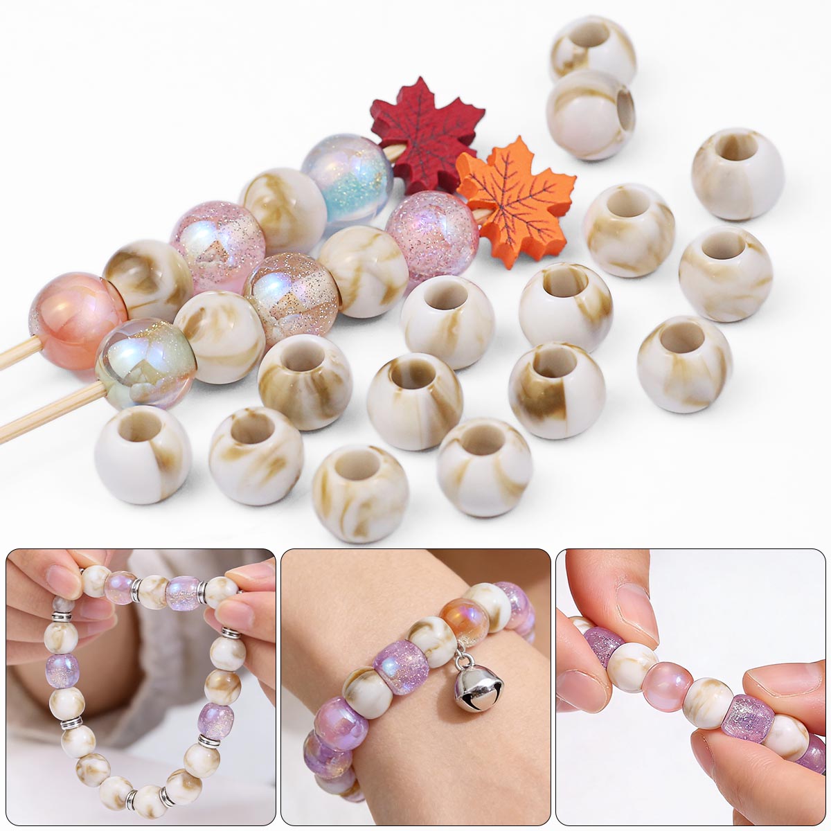 20/40/60pcs 12mm Large Hole Ma - Vintage Collectible Marbles のレビューと価格