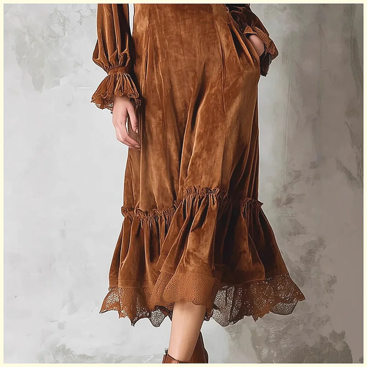 Vintage Velvet Maxi Dress V-Ne - Vintage Necklace のレビューと価格