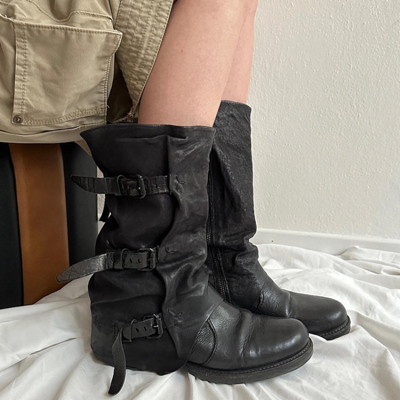 Black Belt Buckle Pleated Mid- - Vintage Zipper のレビューと価格