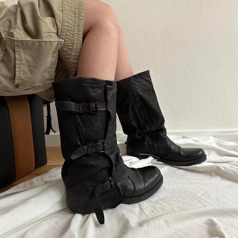 Black Belt Buckle Pleated Mid- - Vintage Zipper のレビューと価格