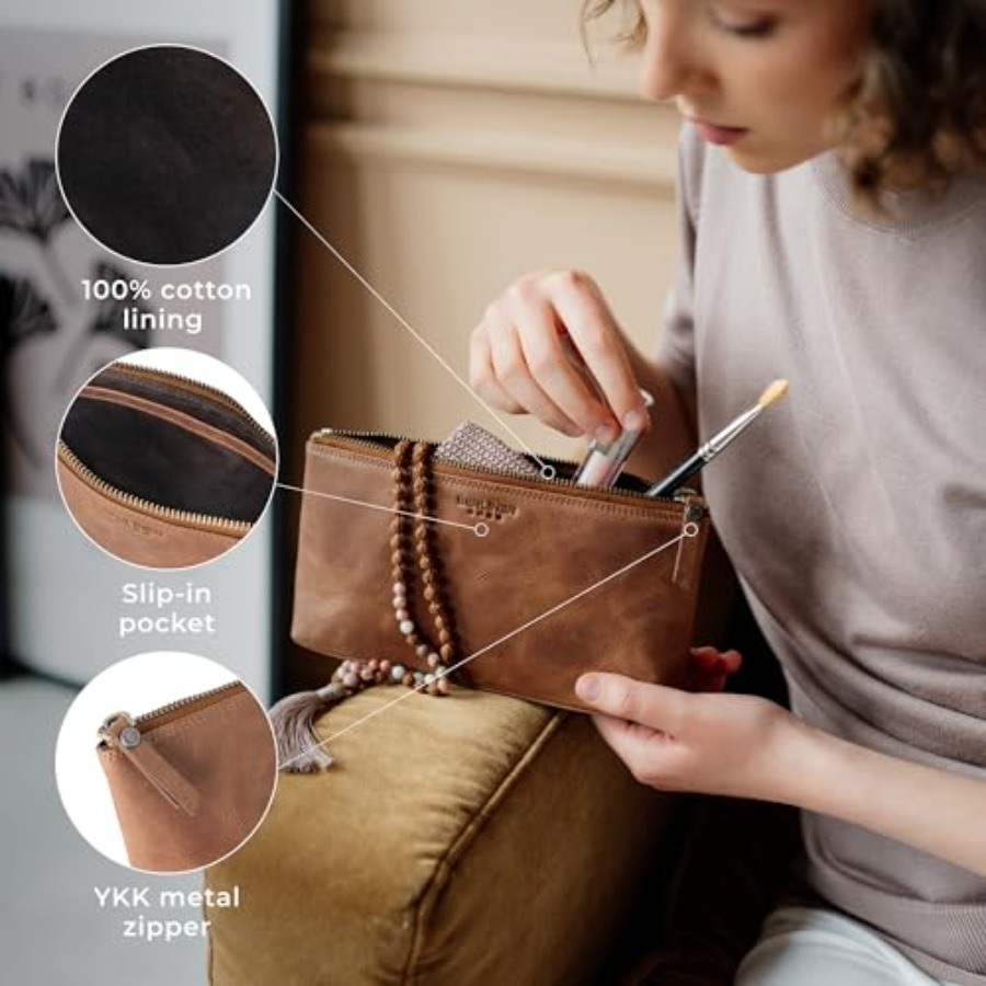 Vintage Genuine Leather Makeup - Vintage Zipper のレビューと価格