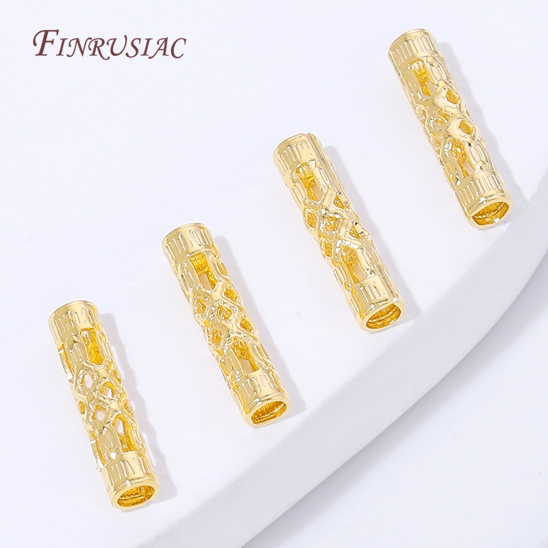 18K Gold Plated Long Tube Spac - Vintage Necklace のレビューと価格