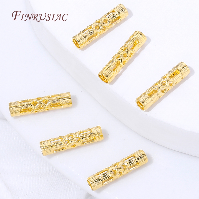 18K Gold Plated Long Tube Spac - Vintage Necklace のレビューと価格